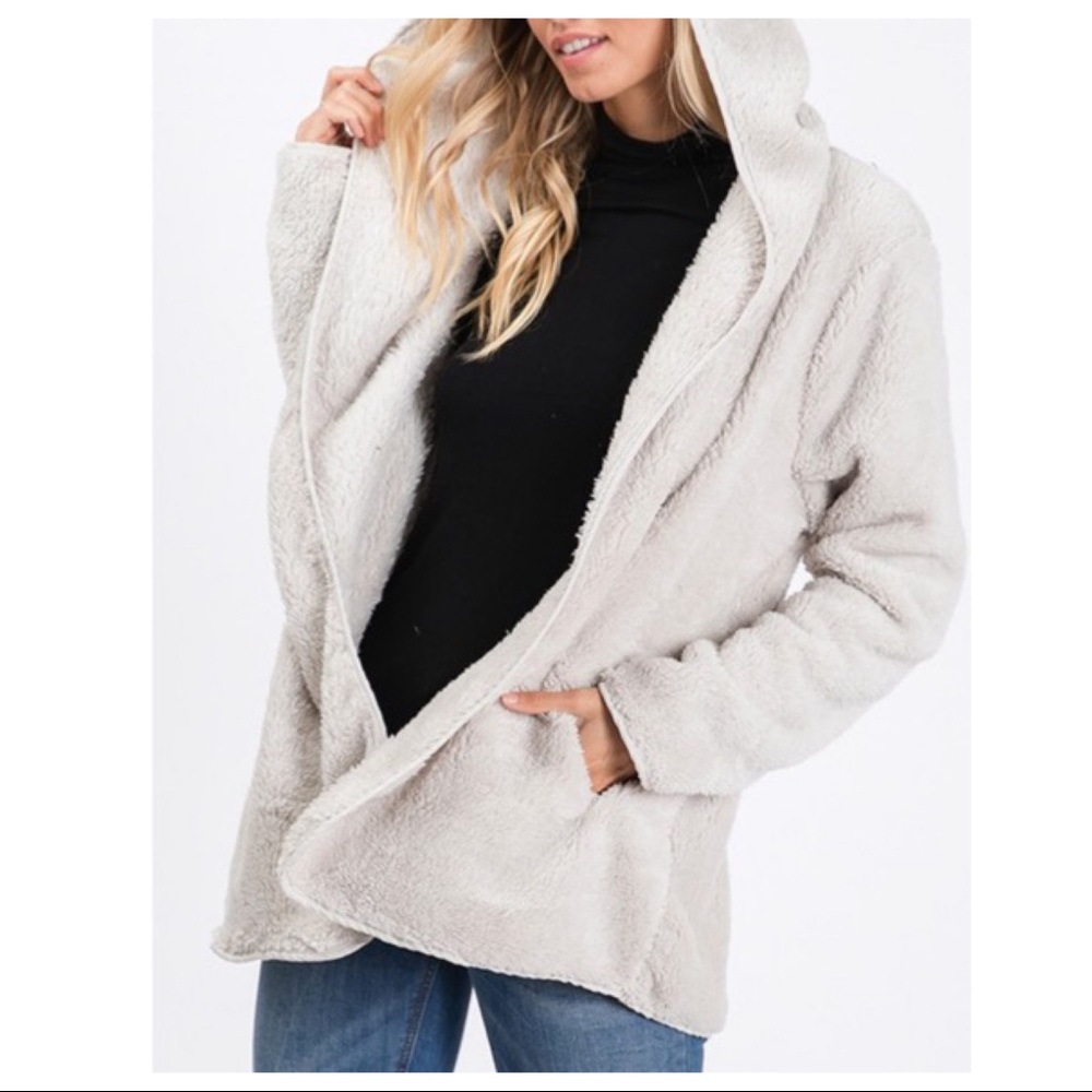 Sherpa soft hooded jacket with pockets - Picture 5 of 6